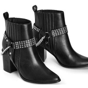 City Chic Black Wide Fit Studded Kiera Ankle Boot 9 9W